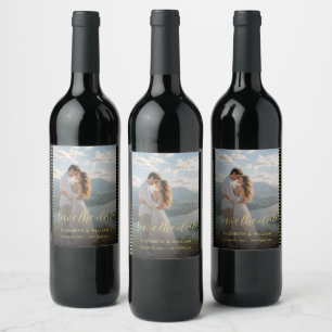 Gold & Black Polka Dot Personalized wedding Wine Label