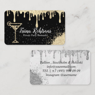 Gold Black Private Party Bartender Business Card