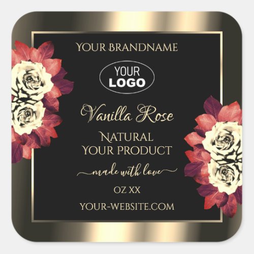 Gold Black Product Labels Red Cream Roses Add Logo