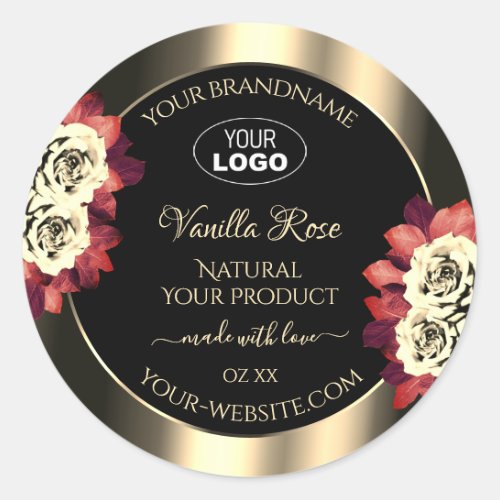 Gold Black Product Labels Red Cream Roses Add Logo