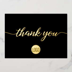 Gold Black Professional Business Thank you Foil Holiday Card
