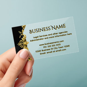 Gold Black Professional Elegant Official Ornate Clear Business Cards