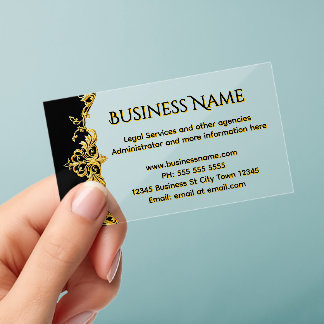 Gold Black Professional Elegant Official Ornate Clear Business Cards