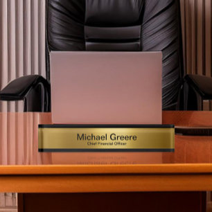 Gold Black Professional Office Desk Name Plate