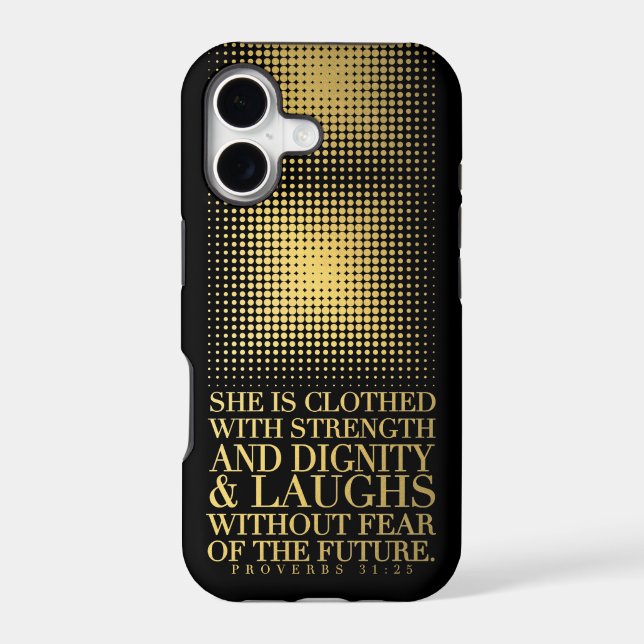 Gold Black Proverbs 31:25 Iphone Case (Back)
