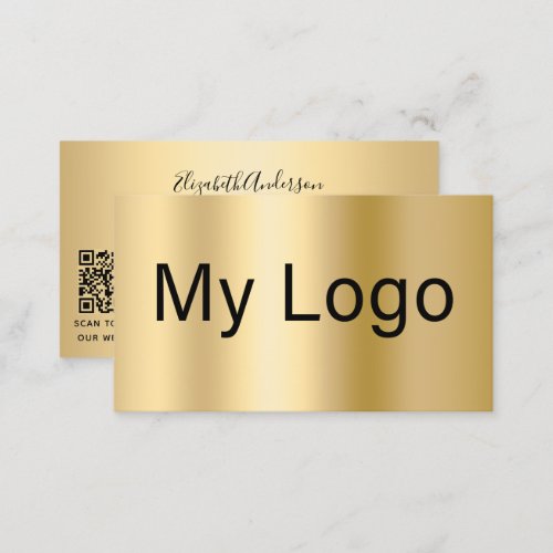 Gold black QR code rectangular logo Business Card