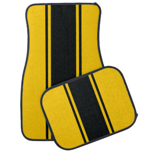 Gold & Black Racer Stripe Car Mats