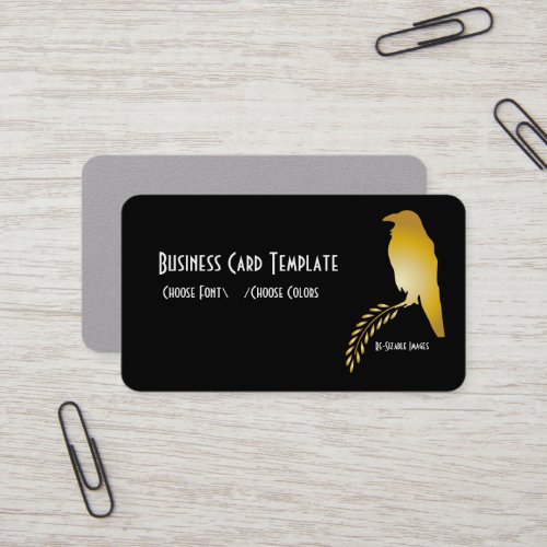 Gold Black Raven Bird Business Card