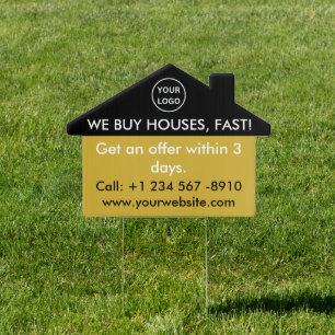 Gold Black Real Estate Agent We Buy Houses Sign