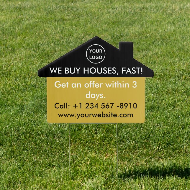 Gold Black Real Estate Agent We Buy Houses  Sign (Insitu)