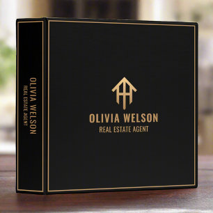 Gold & Black Realtor Real Estate Professional Chic 3 Ring Binder