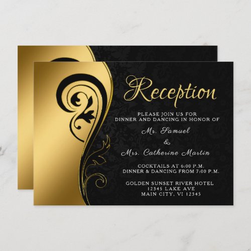 Gold Black Reception Wedding Anniversary Custom Enclosure Card