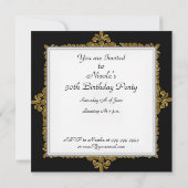 Gold Black Red Birthday Party red black gold Invitation (Back)