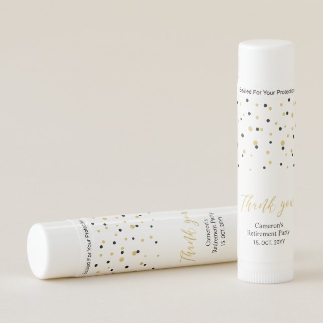 Gold & Black Red Modern Retirement Party Favor Lip Balm (Front)
