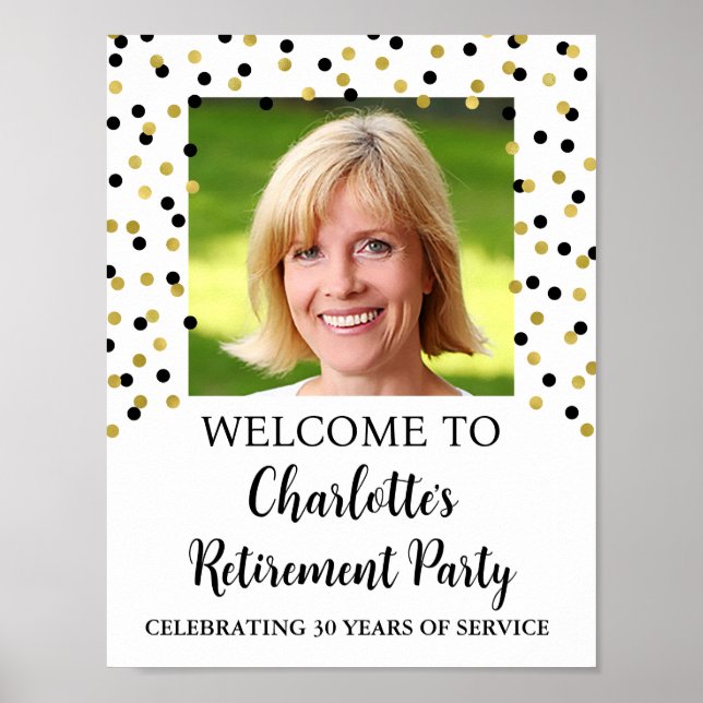 Gold Black Retirement Party Custom 8.5x11 Photo Poster (Front)