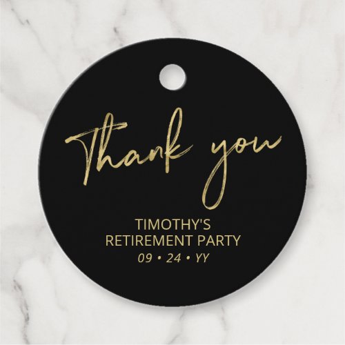 Gold & Black Retirement Party Thank you Favor