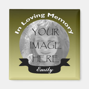 Gold Black ribbon Photo Memory Magnet