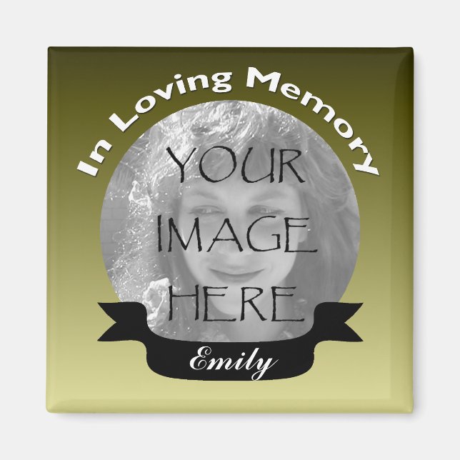 Gold Black ribbon Photo Memory Magnet (Front)