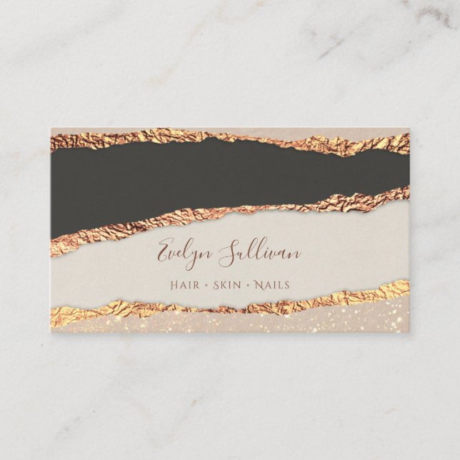Gold black ripped paper business card (Front)