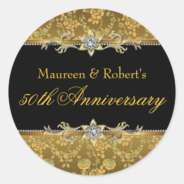 Gold & Black Rose 50th Anniversary Sticker (Front)