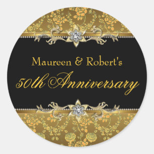 Gold & Black Rose 50th Anniversary Sticker