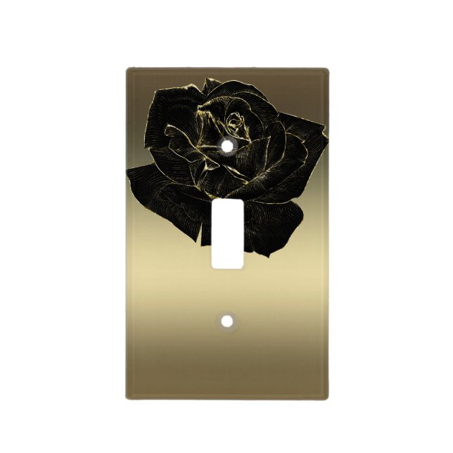 Gold & Black Rose Glam Elegant Classy Chic Light Switch Cover (Front)