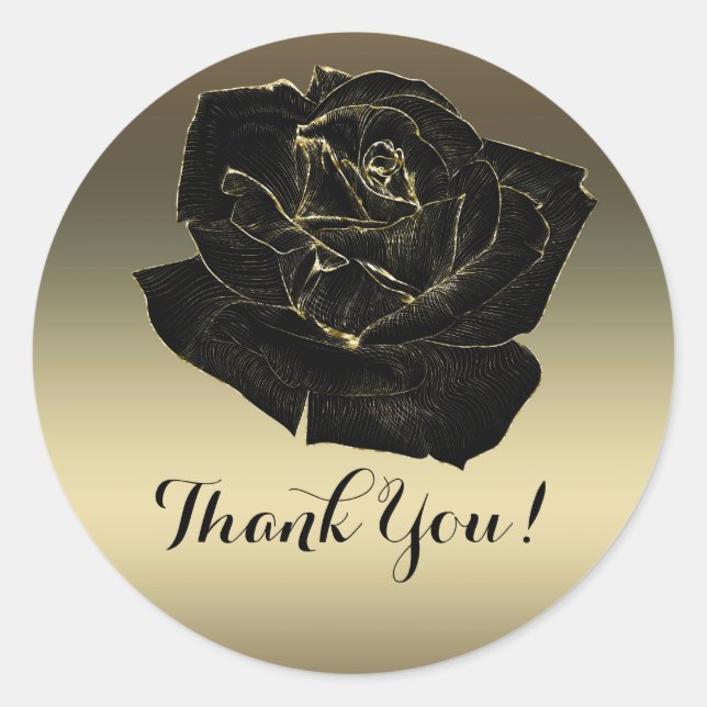 Gold & Black Rose Glam Elegant Classy Chic Party Classic Round Sticker (Front)