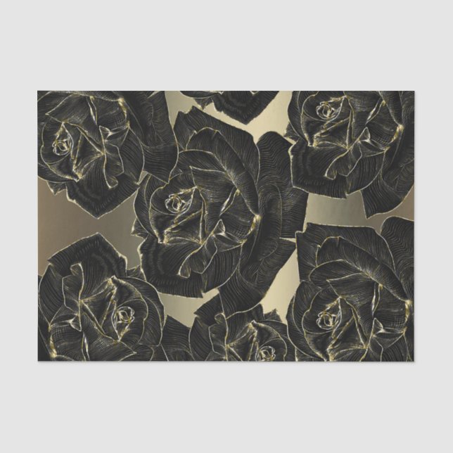 Gold & Black Rose Glam Elegant Classy Chic Party Tissue Paper (Front)