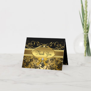 Gold & Black Rose Thank You Card