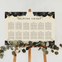 Gold Black Roses Wedding Seating Chart
