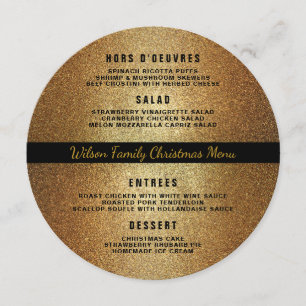 Gold Black Round Christmas Dinner Menu Template