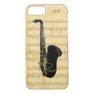 Gold Black Saxophone Sheet Music Iphone 8/7 Case at Zazzle