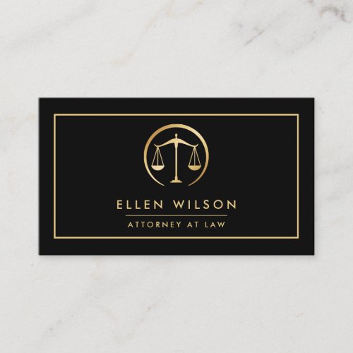 Gold  Black Scale Of Justice Attorney At Law Business Card