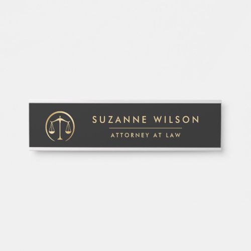 Gold  Black Scale Of Justice Attorney At Law Door Sign