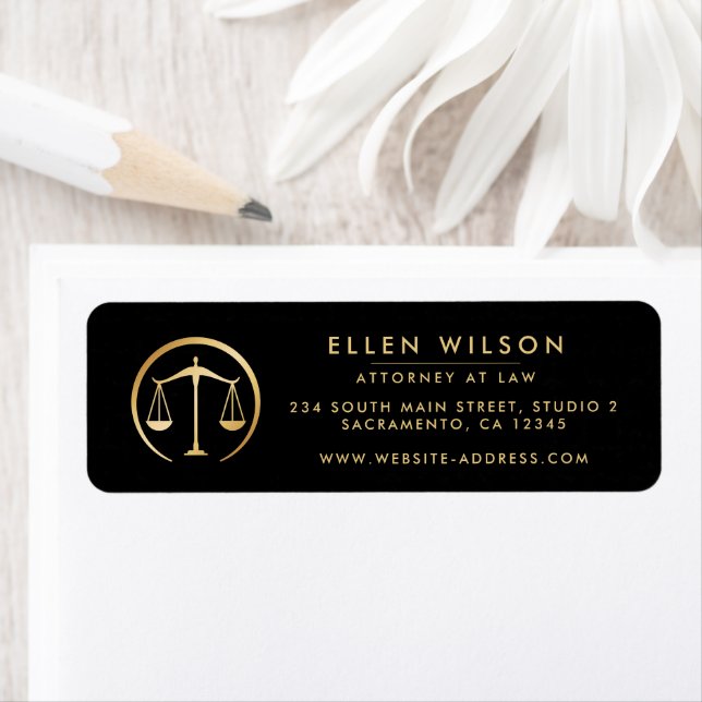 Gold & Black Scale Of Justice Attorney At Law Label (Insitu)