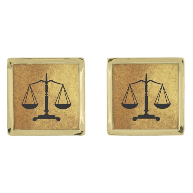 Gold Black Scales of Justice Cufflinks (Front)