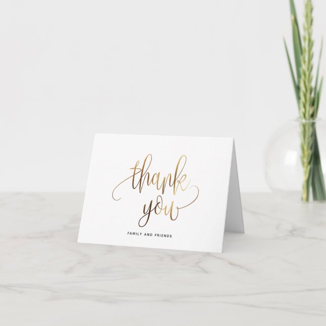 Gold Black Script Typography Wedding Thank You (Front)