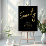 Gold & Black Seventy 70th Birthday Party Welcome Foam Board<br><div class="desc">Welcome your guest with this modern birthday welcome sign. This sign features a simple script "Seventy" and "70th Birthday Party" in gold & black color theme. You can customize the name and the date. Matching invitations and party supplies are available at my shop BaraBomDesign.</div>