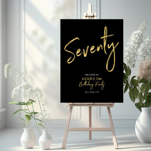 Gold & Black Seventy 70th Birthday Party Welcome Foam Board