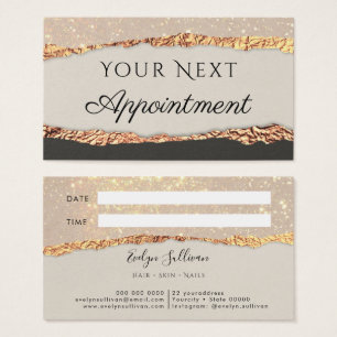 Gold black shimmer paper appointment card