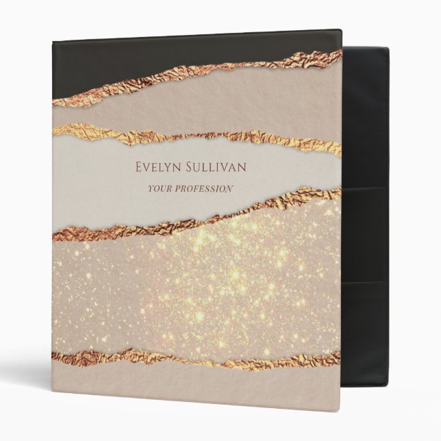 Gold black shimmer paper binder (Front/Inside)