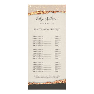 Gold black shimmer paper price list rack card