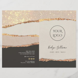 Gold black shimmer paper service menu brochure