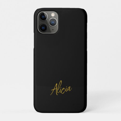 Gold black signature script name personalized iPhone 11 pro case