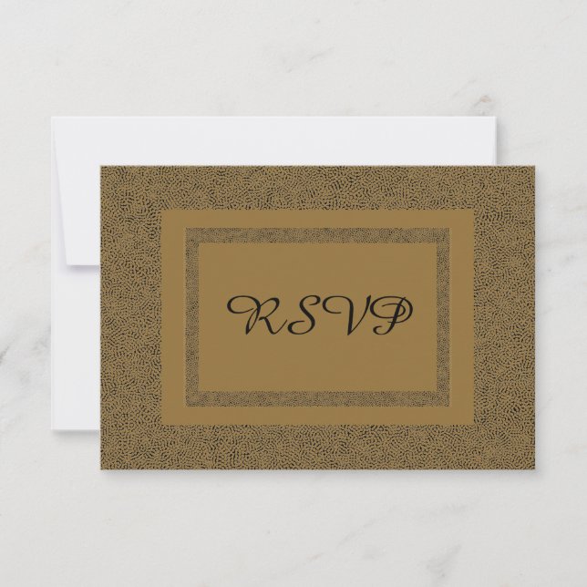 Gold Black Simple Elegant Abstract RSVP Card (Front)
