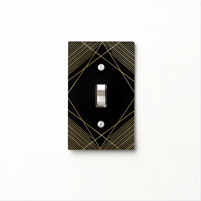 Gold & Black Simple Elegant Modern Glam Deco Light Switch Cover (In Situ)