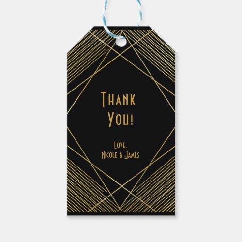 Gold  Black Simple Elegant Modern Glam Deco Party Gift Tags