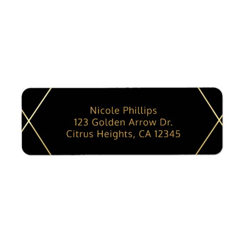 Gold  Black Simple Elegant Modern Glam Deco Party Label