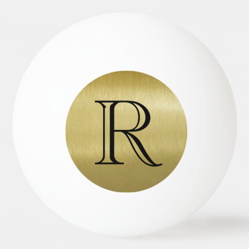 Gold Black Simple Sophisticated Monogram  Ping Pong Ball