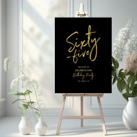 Gold & Black Sixty five 65th Birthday Welcome